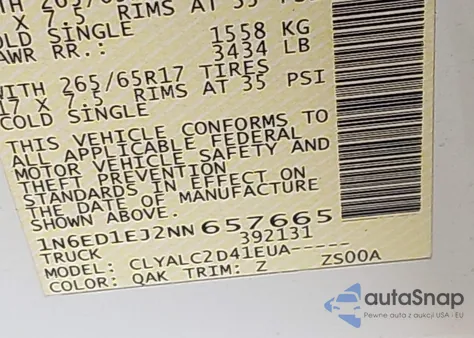 2022 Nissan Frontier Sv 4X2 z USA, uszkodzony, nr VIN 1N6ED1EJ2NN657665